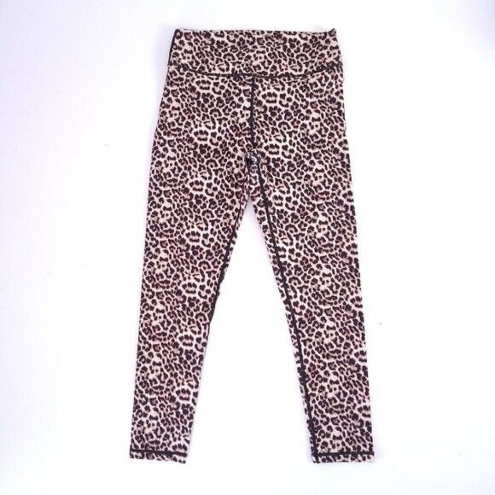 Zyia Active Womens 7/8 Cheeky Leopard Ruched Leggings Pants Size 8 10